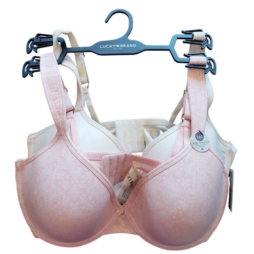Lucky Brand NWT Full Figure Underwire Bras 2 pack comfort Straps‎ 38C